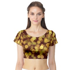 Modern Bokeh 9 Short Sleeve Crop Top by ImpressiveMoments