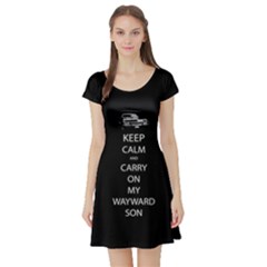 Keep Calm And Carry On My Wayward Son Short Sleeve Skater Dress by TheFandomWard