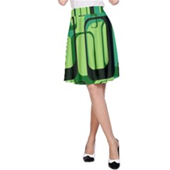 Retro Pattern 1971 Green A-line Skirts