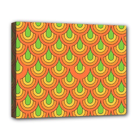 70s Green Orange Pattern Deluxe Canvas 20  X 16   by ImpressiveMoments