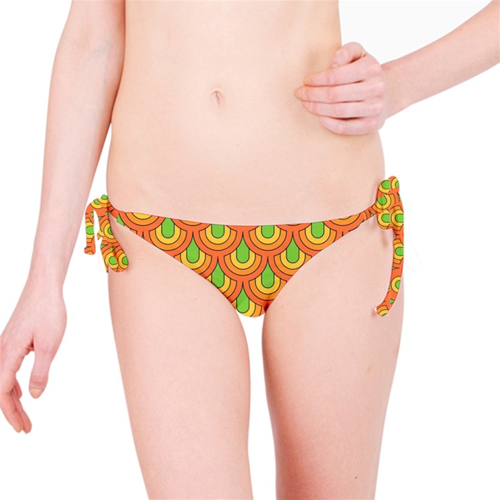 70s Green Orange Pattern Bikini Bottoms