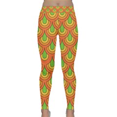 70s Green Orange Pattern Yoga Leggings by ImpressiveMoments