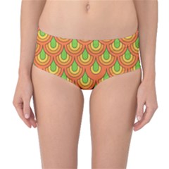 70s Green Orange Pattern Mid-waist Bikini Bottoms by ImpressiveMoments