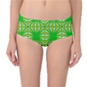 Retro Green Pattern Mid-Waist Bikini Bottoms View1