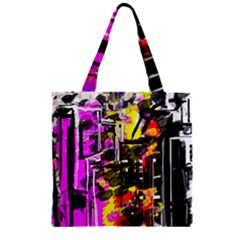 Abstract City View Zipper Grocery Tote Bags by digitaldivadesigns