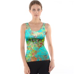 Abstract Garden In Aqua Tank Tops by digitaldivadesigns