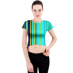 Hot Stripes Aqua Crew Neck Crop Top by ImpressiveMoments