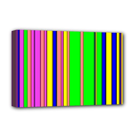 Hot Stripes Rainbow Deluxe Canvas 18  X 12   by ImpressiveMoments