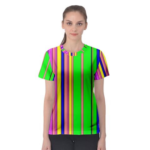 Hot Stripes Rainbow Women s Sport Mesh Tees by ImpressiveMoments