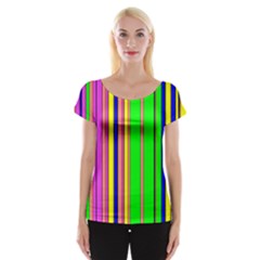 Hot Stripes Rainbow Women s Cap Sleeve Top by ImpressiveMoments