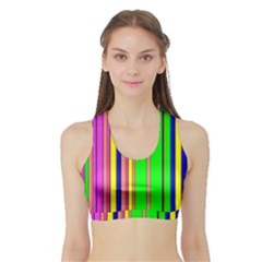 Hot Stripes Rainbow Women s Sports Bra With Border by ImpressiveMoments