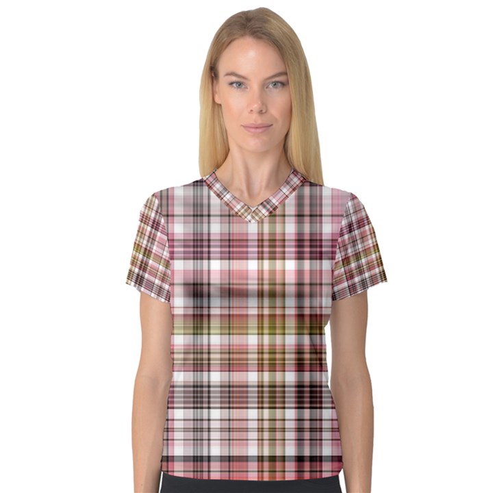 Plaid, Candy Women s V-Neck Sport Mesh Tee