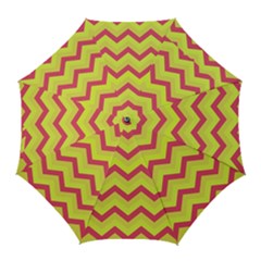 Chevron Yellow Pink Golf Umbrellas by ImpressiveMoments