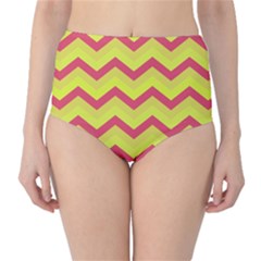 Chevron Yellow Pink High-waist Bikini Bottoms by ImpressiveMoments