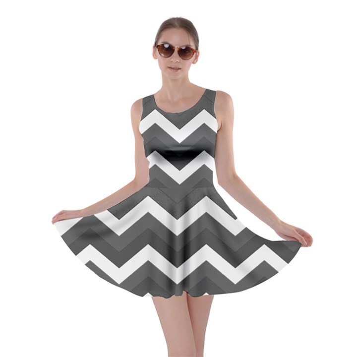 Chevron Dark Gray Skater Dresses