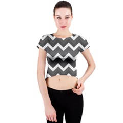 Chevron Dark Gray Crew Neck Crop Top by ImpressiveMoments