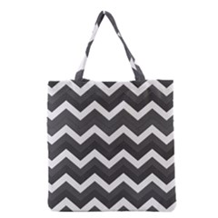 Chevron Dark Gray Grocery Tote Bags by ImpressiveMoments