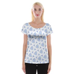 Sweet Doodle Pattern Blue Women s Cap Sleeve Top by ImpressiveMoments