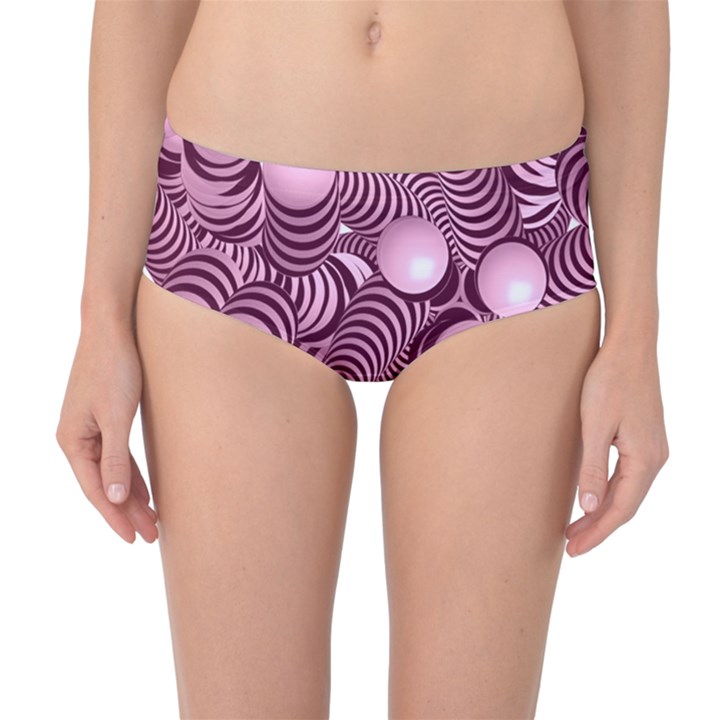 Doodle Fun Pink Mid-Waist Bikini Bottoms