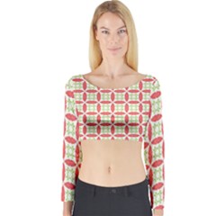 Cute Seamless Tile Pattern Gifts Long Sleeve Crop Top