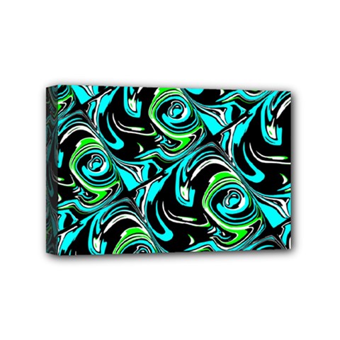 Bright Aqua, Black, And Green Design Mini Canvas 6  X 4  by digitaldivadesigns