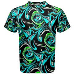 Bright Aqua, Black, And Green Design Men s Cotton Tees by digitaldivadesigns