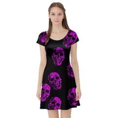 Purple Skulls  Short Sleeve Skater Dresses by ImpressiveMoments