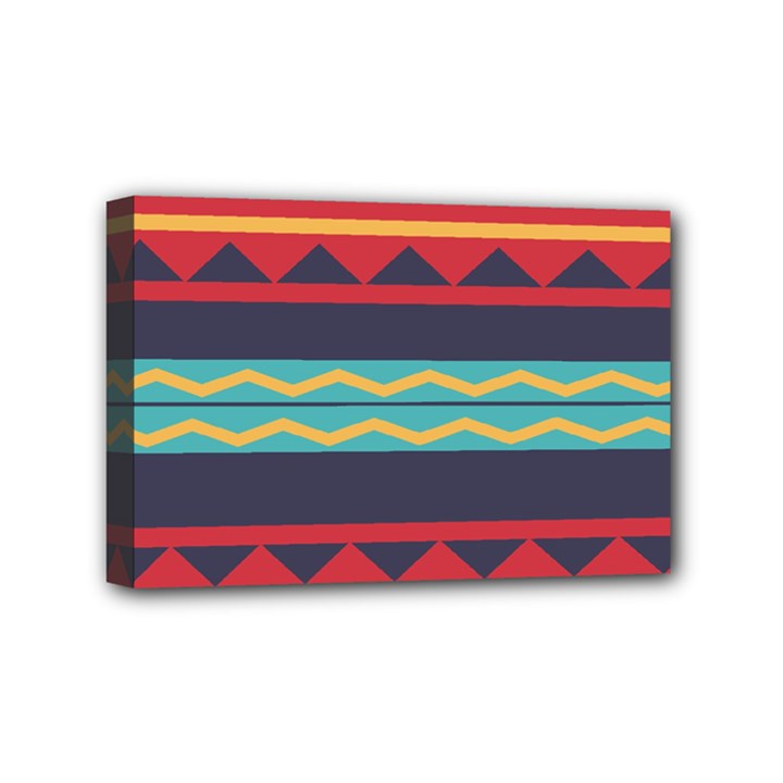 Rhombus and waves chains pattern Mini Canvas 6  x 4  (Stretched)