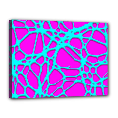 Hot Web Turqoise Pink Canvas 16  X 12  by ImpressiveMoments