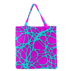 Hot Web Turqoise Pink Grocery Tote Bags by ImpressiveMoments