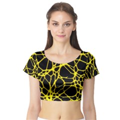 Hot Web Yellow Short Sleeve Crop Top by ImpressiveMoments