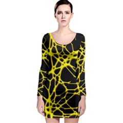 Hot Web Yellow Long Sleeve Bodycon Dresses by ImpressiveMoments