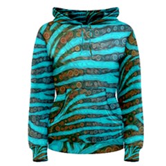 Turquoise Blue Zebra Abstract  Women s Pullover Hoodies by OCDesignss