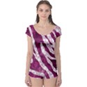 Purple Zebra Print Bling Pattern  Short Sleeve Leotard View1