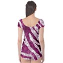 Purple Zebra Print Bling Pattern  Short Sleeve Leotard View2