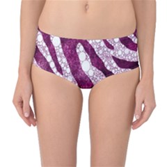 Purple Zebra Print Bling Pattern  Mid-waist Bikini Bottoms by OCDesignss