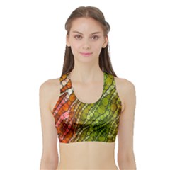 Orange Green Zebra Bling Pattern  Women s Sports Bra With Border by OCDesignss