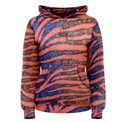 Florescent Orange Blue Zebra Abstract  Women s Pullover Hoodies by OCDesignss