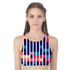 Stripes And Rectangles Pattern Tank Bikini Top by LalyLauraFLM