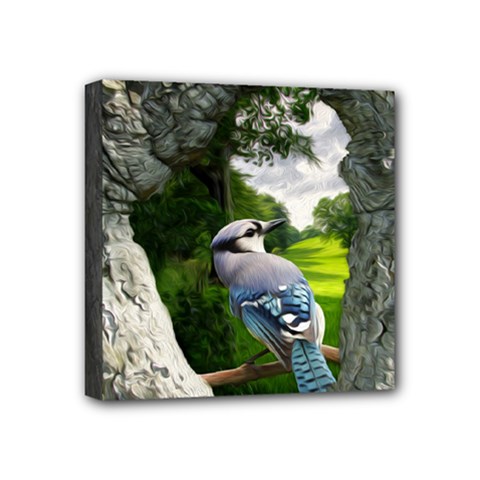 Bird In The Tree Mini Canvas 4  X 4  by infloence