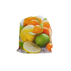 Citrus Fruits Drawstring Pouches (medium)  by emkurr