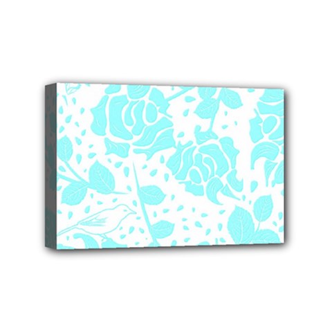 Floral Wallpaper Aqua Mini Canvas 6  X 4  by ImpressiveMoments