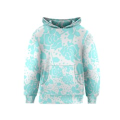 Floral Wallpaper Aqua Kid s Pullover Hoodies by ImpressiveMoments