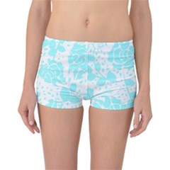 Floral Wallpaper Aqua Reversible Boyleg Bikini Bottoms by ImpressiveMoments