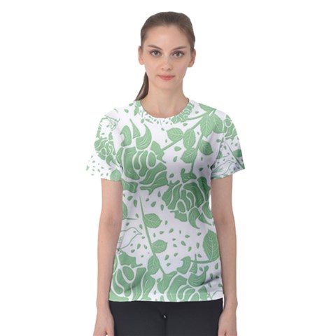 Floral Wallpaper Green Women s Sport Mesh Tees by ImpressiveMoments