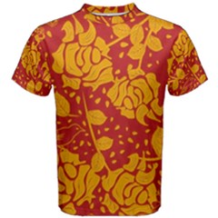 Floral Wallpaper Hot Red Men s Cotton Tees by ImpressiveMoments