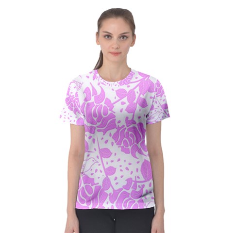 Floral Wallpaper Pink Women s Sport Mesh Tees by ImpressiveMoments