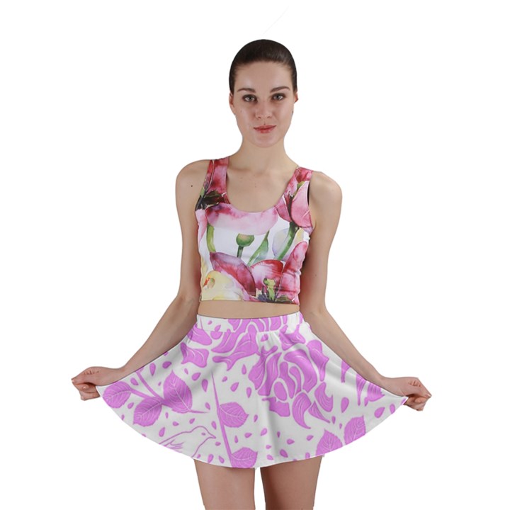 Floral Wallpaper Pink Mini Skirts