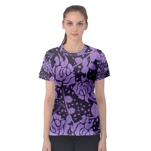 Floral Wallpaper Purple Women s Sport Mesh Tees by ImpressiveMoments