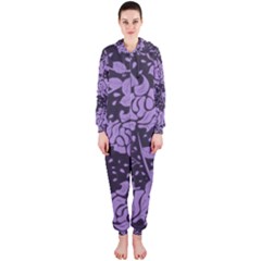 Floral Wallpaper Purple Hooded Jumpsuit (ladies)  by ImpressiveMoments